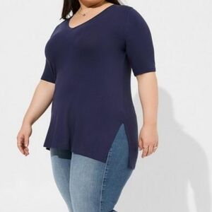 🆕️ 1X NAVY SUPER SOFT V NECK FAVORITE TUNIC WITH SIDE SLITS